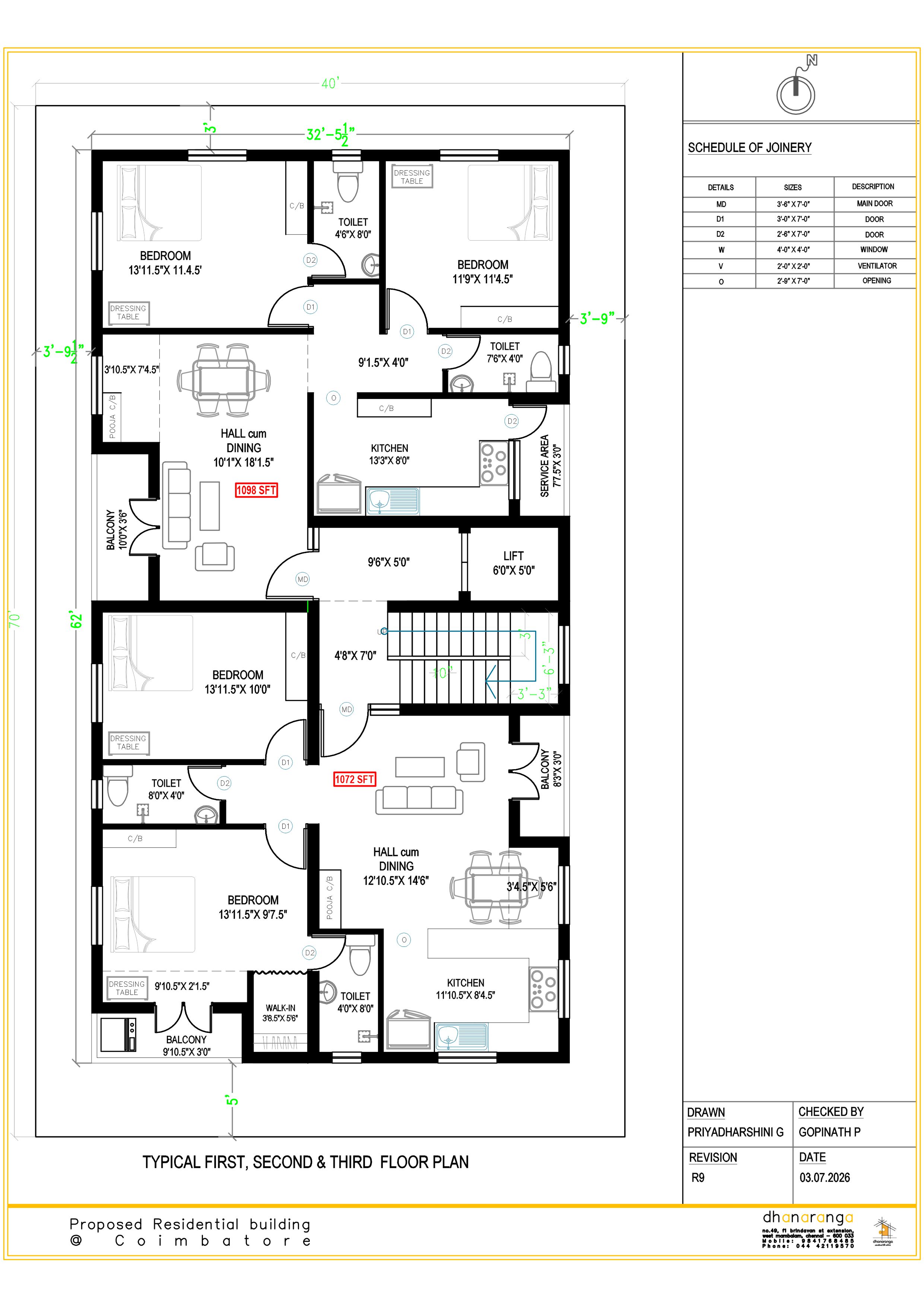 3 BHK Floor Plan